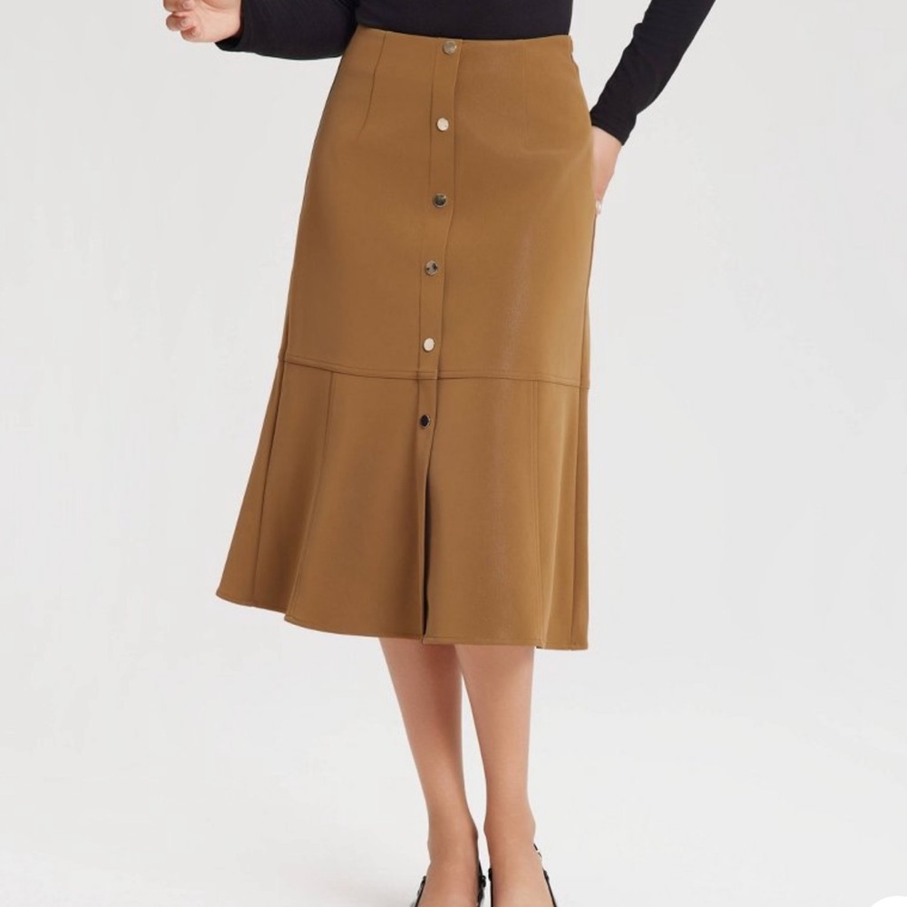Women's Fit & Flare Midi A-Line Skirt - A New Day™ Brown  size 4 MSRP $39